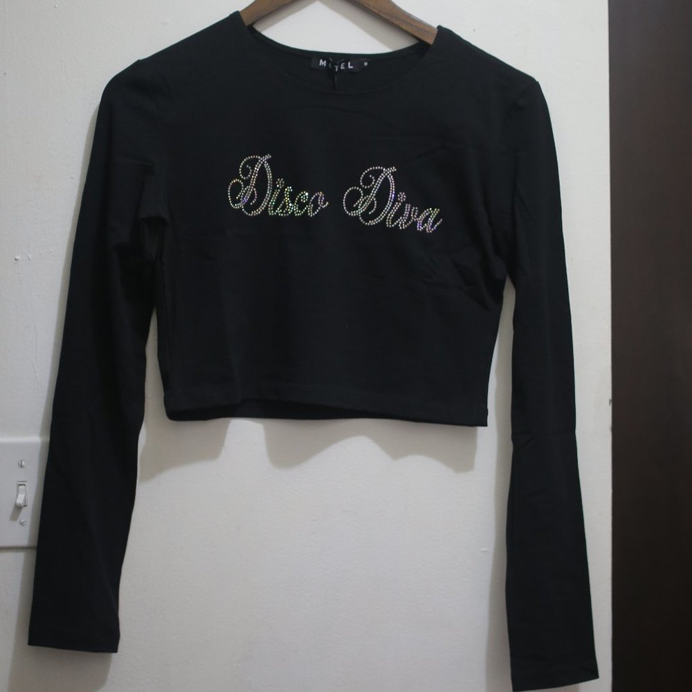 NWT Cropped Rhinestone Top from Dolls Kill. - Picture 6 of 6